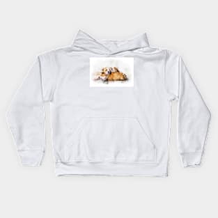 Sleeping Bulldog puppies watercolor Kids Hoodie